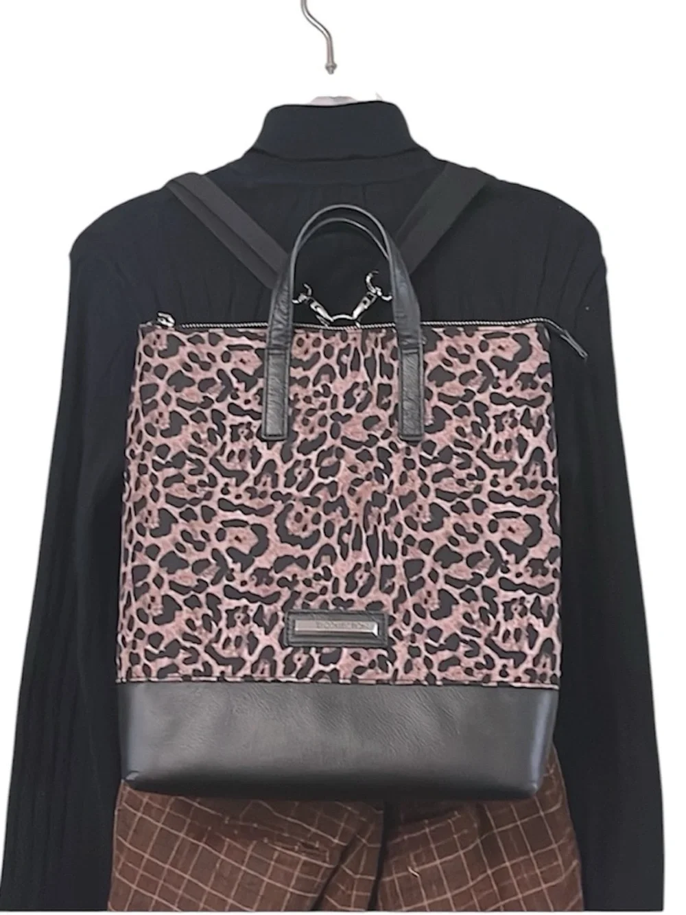 TJ Collection Leopard Torbole Convertible Transformer Backpack Crossbody Bag